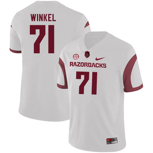 Men #71 Ryan Winkel Arkansas Razorbacks College Football Jerseys Sale-White